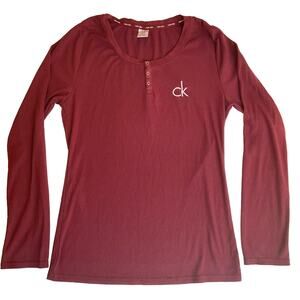 Calvin Klein Women’s Sleep Wear Blouse, size M, Red, Long Sleeve
